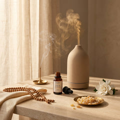 CALM evening ritual with cold-air diffuser and Royal Hojari frankincense