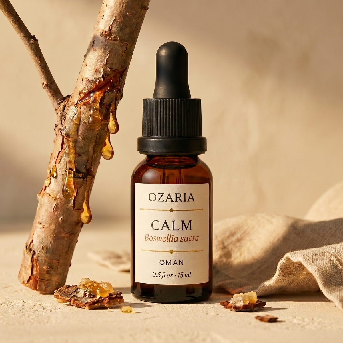 OZARIA CALM — Royal Hojari Frankincense essential oil, single-origin from Dhofar Oman